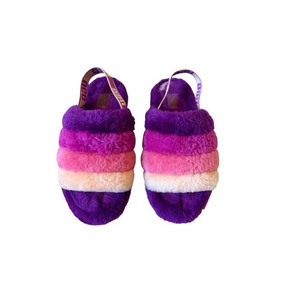 UGG YEAH BERRYLICIOUS MULTI SLIDE FUR SLINGBACK SHOES SLIPPERS SIZE 8 Purple Pin - Picture 3 of 7